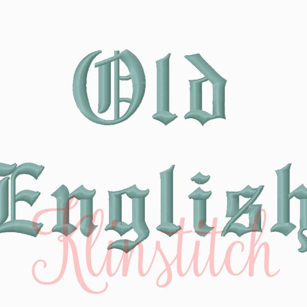 50% Sale!! Old English Embroidery Fonts 2 Sizes Fonts BX Fonts Embroidery Designs PES Fonts Alphabets - Instant Download