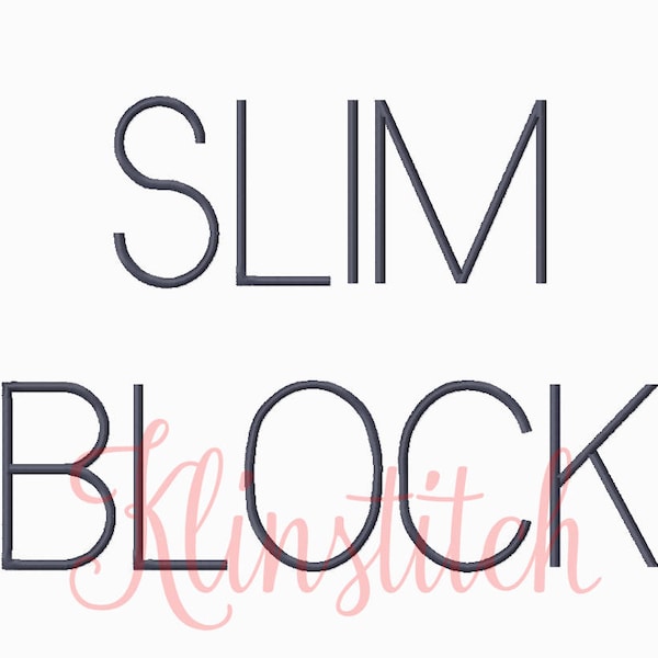 50% Sale!! Slim Block Embroidery Fonts 3 Sizes Fonts BX Fonts Embroidery Designs PES Fonts Alphabets - Instant Download