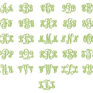 Interlocking Monogram Embroidery Fonts 3 Sizes Three Letters Monogram ...