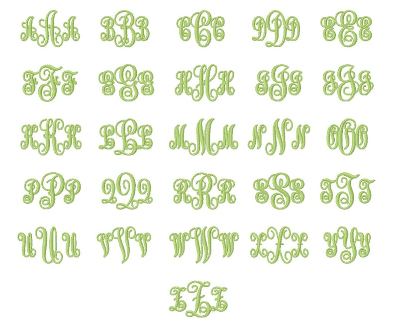 Interlocking Monogram Embroidery Fonts 3 Sizes Three Letters - Etsy