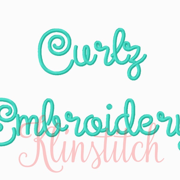 50% Sale!! Curlz Embroidery Fonts 5 Sizes Fonts BX Fonts Embroidery Designs PES Fonts Alphabets - Instant Download