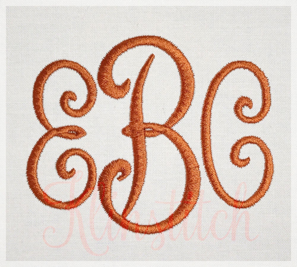 Pillow Monogram Embroidery Fonts 7 Sizes Three Letters Etsy