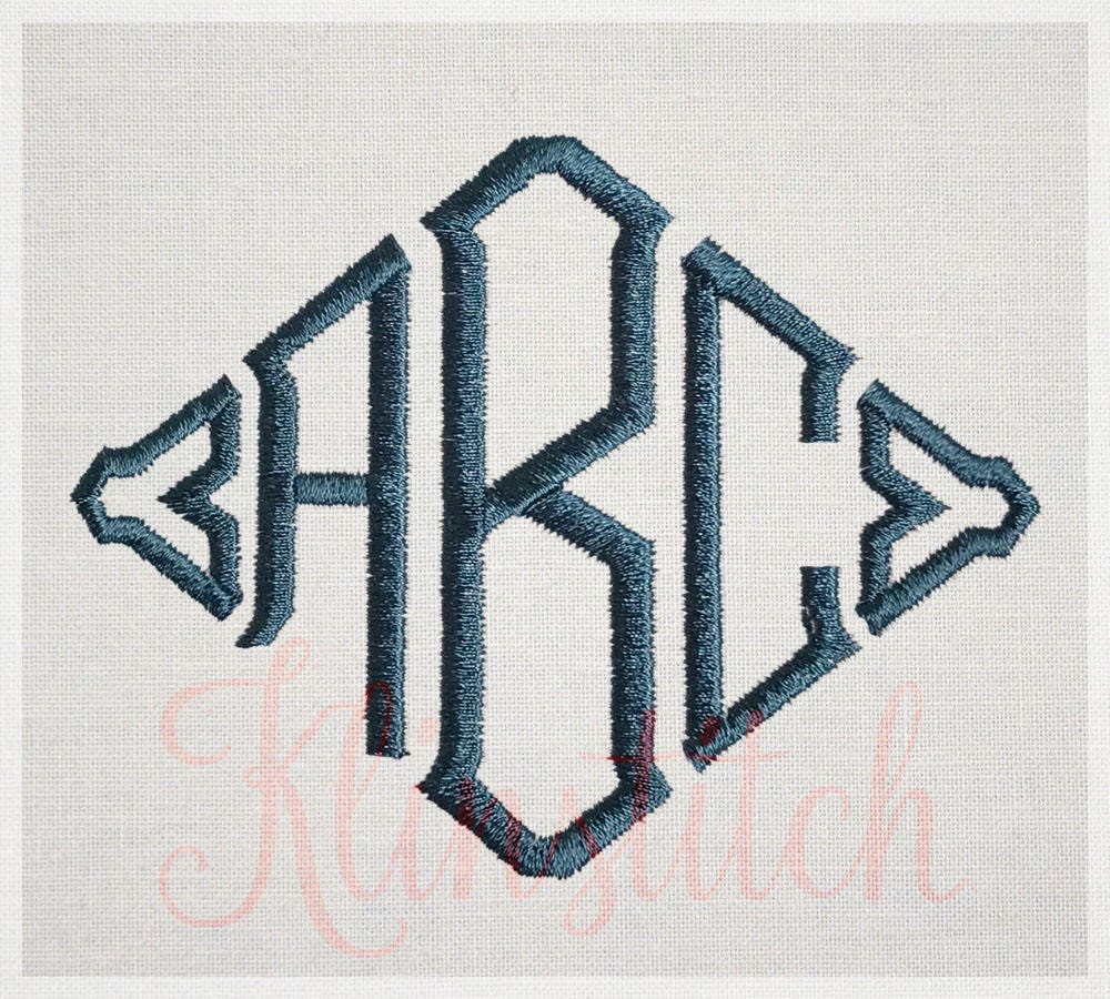 50% Sale Point Monogram Embroidery Fonts 3 Sizes Three | Etsy