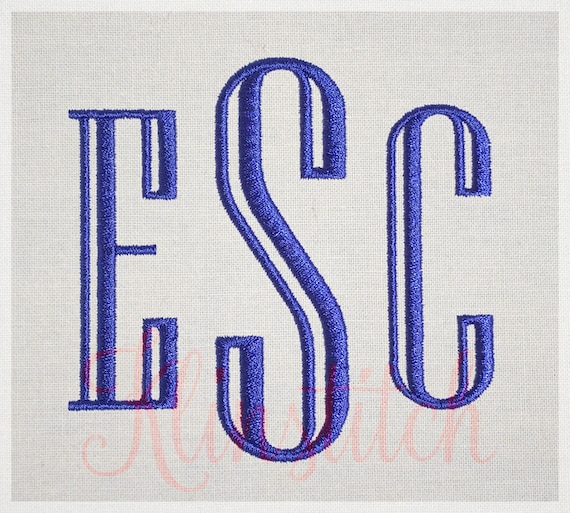 Engraved Monogram Embroidery Fonts 7 Sizes Three Letters Monogram Fonts BX Fonts Embroidery Designs PES Alphabets - Instant Download