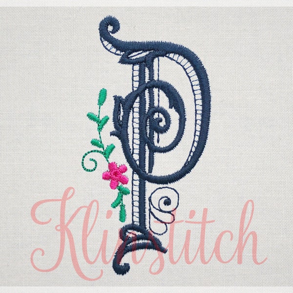 Swirl "P" Initial Monogram Embroidery Fonts 5 Sizes Three Letters Monogram Fonts BX Fonts Embroidery Designs PES Alphabets