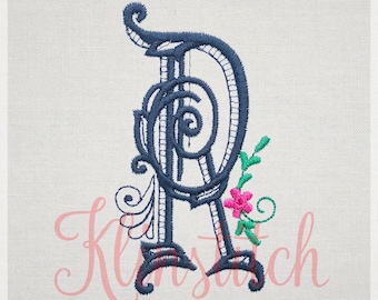 Swirl "R" Initial Monogram Embroidery Fonts 5 Sizes Three Letters Monogram Fonts BX Fonts Embroidery Designs PES Alphabets