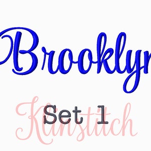 50% Sale!! Set 1 Brooklyn Stickerei Schriftarten 5 Größen Schriftarten ONE / B/x Schriften Stickmuster PES Schriften Alphabete - Instant Download
