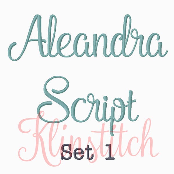 50 % Sale!! Set 1 Aleandra Skript Stickerei Schriftarten 5 Größen Schriftarten BX Schriftarten Stickerei Designs PES Schriftarten Alphabete - sofortiger Download