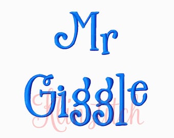 50% Sale!! Mr Giggle Font Embroidery Fonts 3 Sizes Fonts BX Fonts Embroidery Designs PES Fonts Alphabets - Instant Download