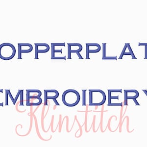 May include: Copperplate Embroidery by Klinstitch, a blue text logo on a white background.