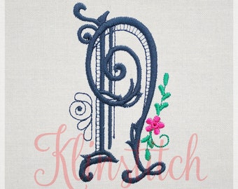 Swirl "N" Initial Monogram Embroidery Fonts 5 Sizes Three Letters Monogram Fonts BX Fonts Embroidery Designs PES Alphabets