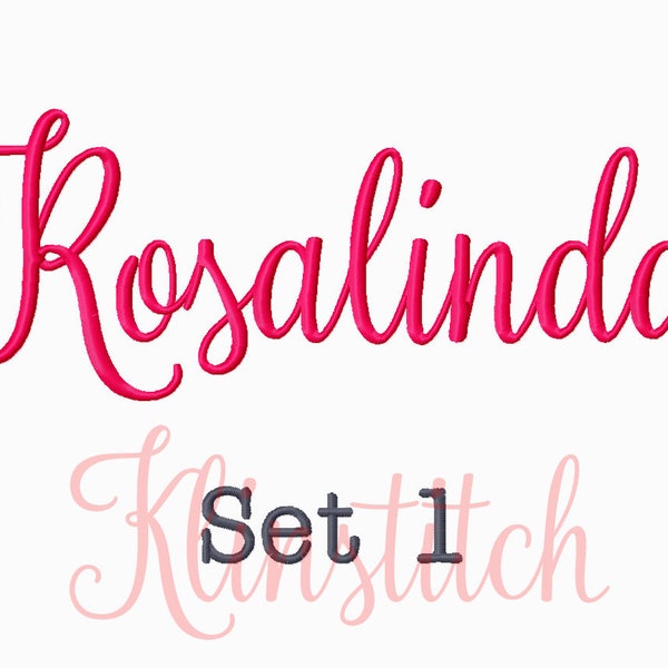 50% Sale!! Set 1 Rosalinda Embroidery Fonts 5 Sizes Fonts BX Fonts Embroidery Designs PES Fonts Alphabets - Instant Download