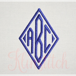 Diamond Monogram Embroidery Fonts 4 Sizes Three Letters Monogram Fonts BX Fonts Embroidery Designs PES Alphabets - Instant Download