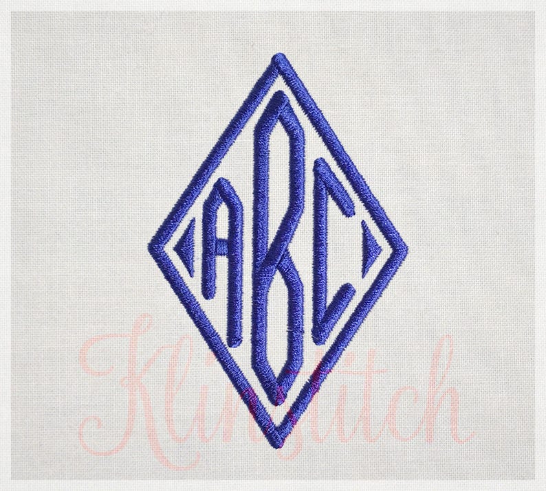 Diamond Monogram Embroidery Fonts 4 Sizes Three Letters Etsy