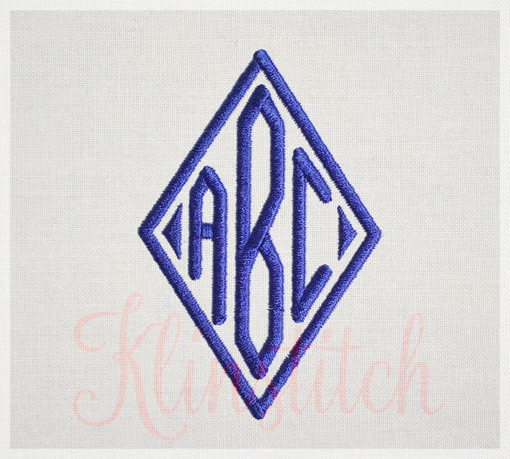 Diamond Monogram Embroidery Fonts 4 Sizes Three Letters Monogram Fonts ...