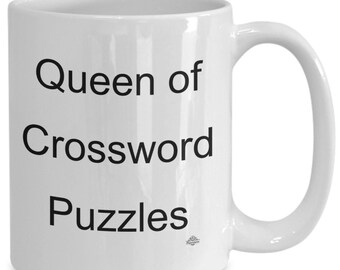 Crossword puzzle mug, coffee mug, cup, queen of crossword puzzles, gift for crossword puzzle lovers