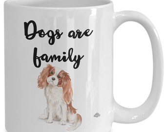 Tazza Cavalier king charles spaniel, tazza di caffè, tazza, cani sono di famiglia, con immagine ad acquerello, regalo per l'amante dei cani