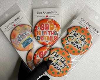 Christian Car Coasters | Cute Car Accessories | Seasonal Car Accessory | Holiday Gifts | Cup Coaster Set | Neoprene