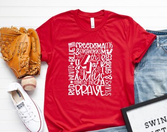 4th of July Typography T-Shirt