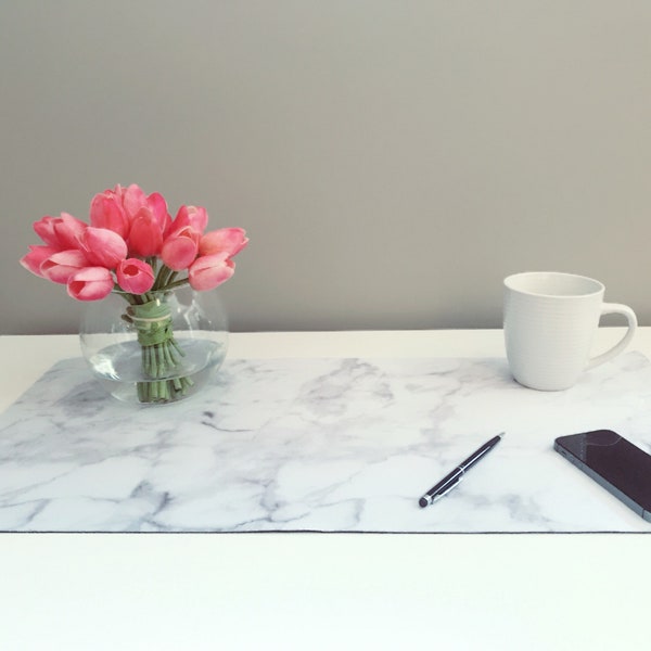 Desk Mat Marble Grey Etsy