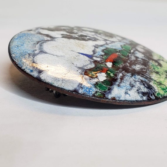 Round Enameled Copper Brooch. - image 4