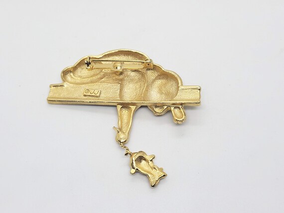 Gold Tone JJ Cat & Mouse Brooch - image 5