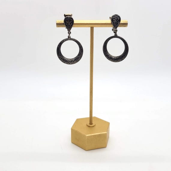 Faux Damascene Clip On Hoop Earrings View 2
