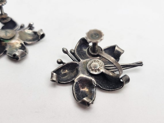 Sterling Silver Maricela Taxco Flower Brooch and … - image 9