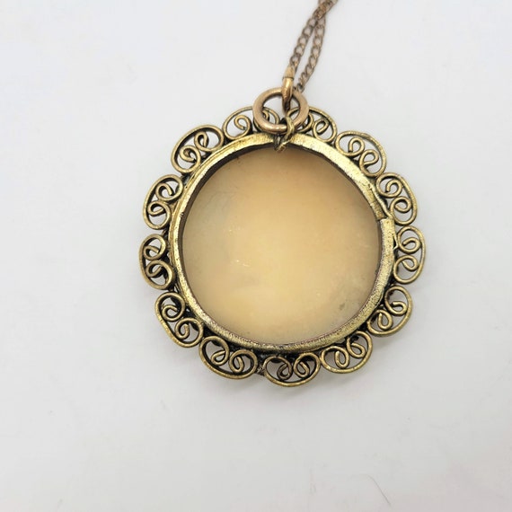 Carved Shell Cameo in Brass Bezel - image 7
