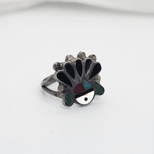 Zuni ingelegde Sunface-ring - maat 4 3/4