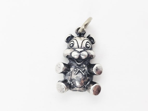 Sterling Teddy Bear Charm or Pendant - image 1