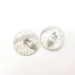 Silver Confetti Lucite Clip On Earrings