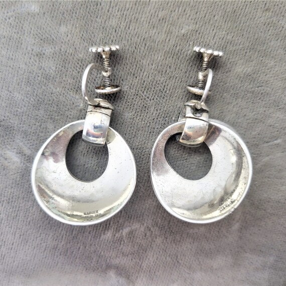 Napier Sterling Hoop Screw Back Earrings - image 6