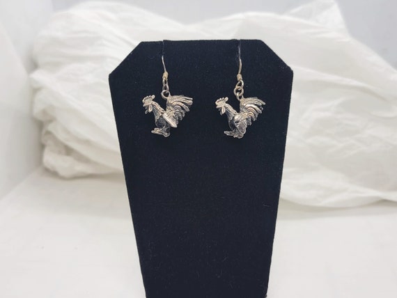 Sterling Rooster Earrings - image 2