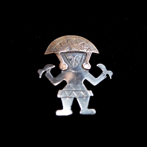 Sterling Graziela Laffi of Peru Incan Tumi Brooch