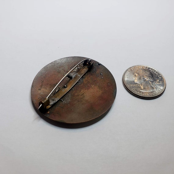 Round Enameled Copper Brooch. - image 6