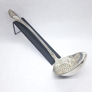 Antique Rogers Isabella Solid Soup Ladle, Silverplate Serving Ladle Grapevine Pattern