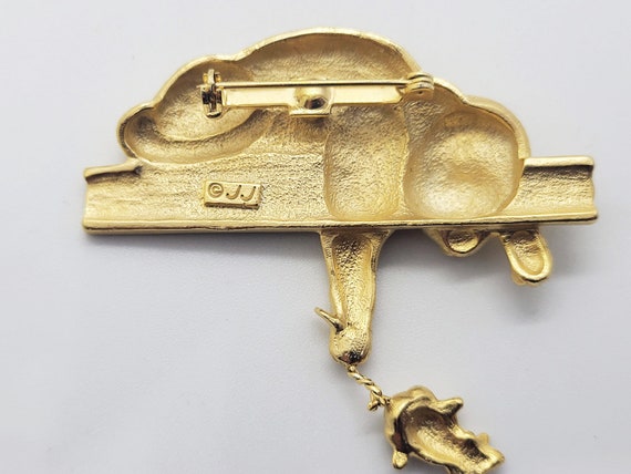 Gold Tone JJ Cat & Mouse Brooch - image 6