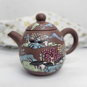 Vintage Hand Glazed Yixing Zini Clay Teapot
