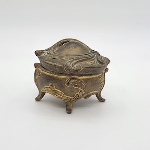 Antique Art Nouveau Brainard & Wilson Brass Footed Trinket Box