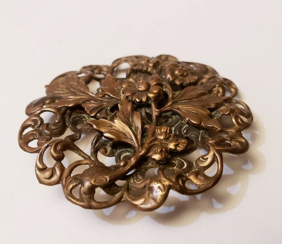 Art Nouveau Brass Brooch / Sash Pin - image 2