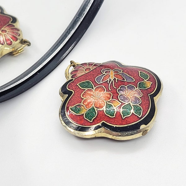 Double Sided Flower Cloisonné Pendant