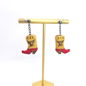 Texas Cowboy Boot Earrings, Texas Souvenir Jewelry