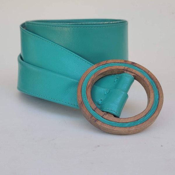 Morris Moskowitz Turquoise Leather Cinch Belt