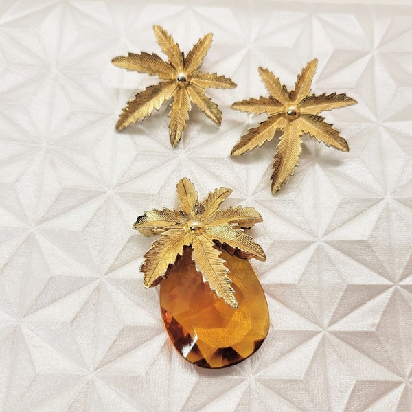 Sarah Coventry Autumn Haze Brooch and Clip On Earrings Set