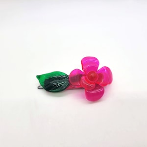 Hot Pink Plastic Flower Hair Barrette