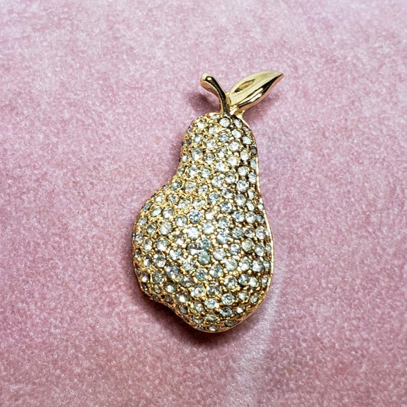 Givenchy Rhinestone Pear Brooch - image 1