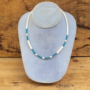 Vintage Shell Heishi and Turquoise Bead Necklace