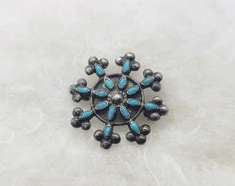 Zuni Turquoise Petit Point Snowflake Pin