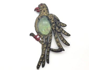 Pot Metal Jelly Belly Parrot Brooch